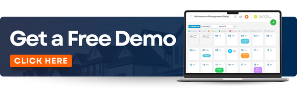 Community Association Manager vs. Property Manager: 6 Important Differences Every HOA Must Know 2 A banner with the writing ''Get A Free Demo'' and ''Click Here'', as well as a picture of a computer at the far right of the banner, with a Neigbrs by Vinteum page on it, a great platform for Community Association Managers vs Property Managers, as well as Board Members.