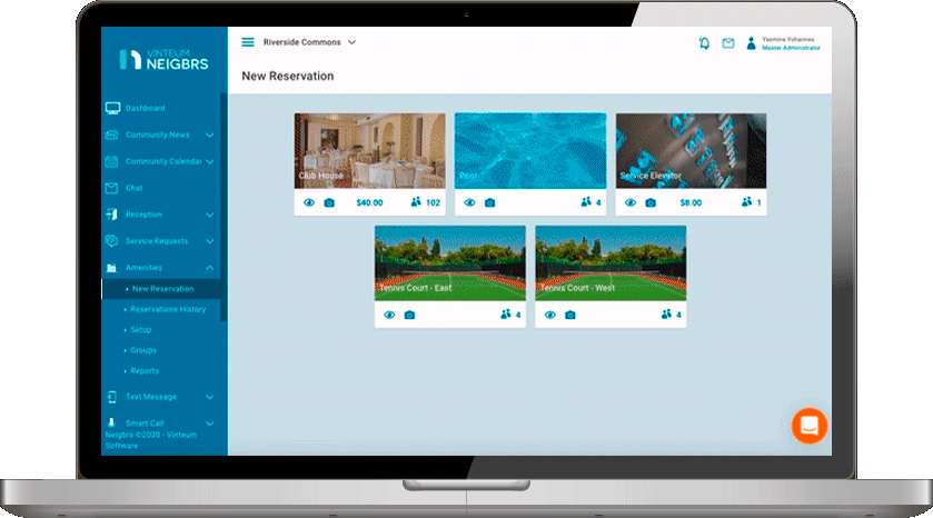 screenshot showing neigbrs by vinteum hoa amenities reservation system 